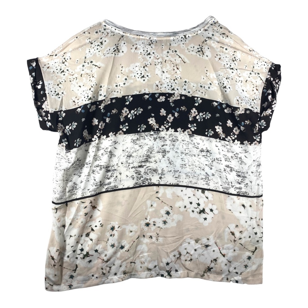 Zara Womens Top Large Blouse Floral Print Short Sleeve Boxy Cropped Shirt Cotton